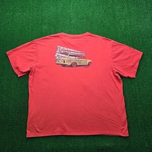 Quiksilver Waterman Tshirt Mens XL Red Orange Graphic Woody Wagon Surfboards